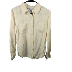 Anna and Frank Ivory 100% Silk Button Down Long Sleeve Blouse Shirt Womens 10
